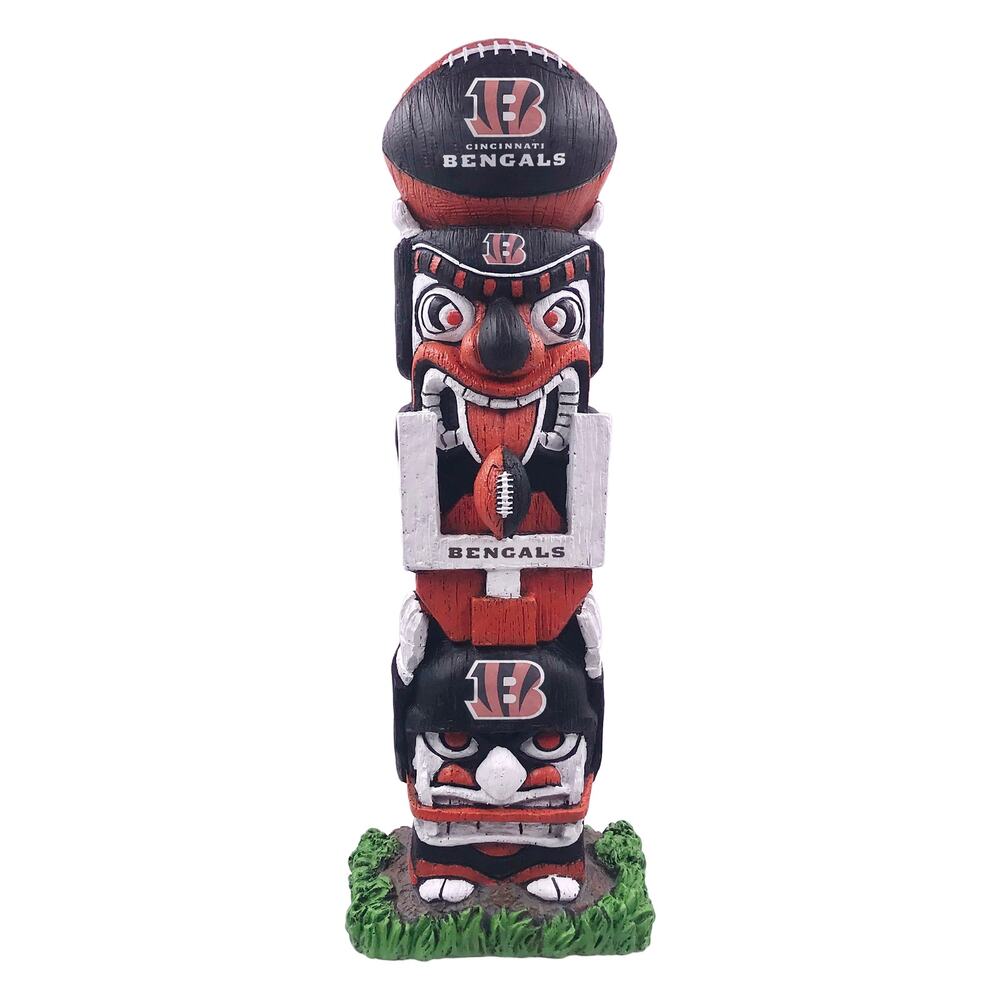 NFL Bengals Tiki Face Totem Pole Figurine 16" Cincinnati Indoor/Outdoors Team